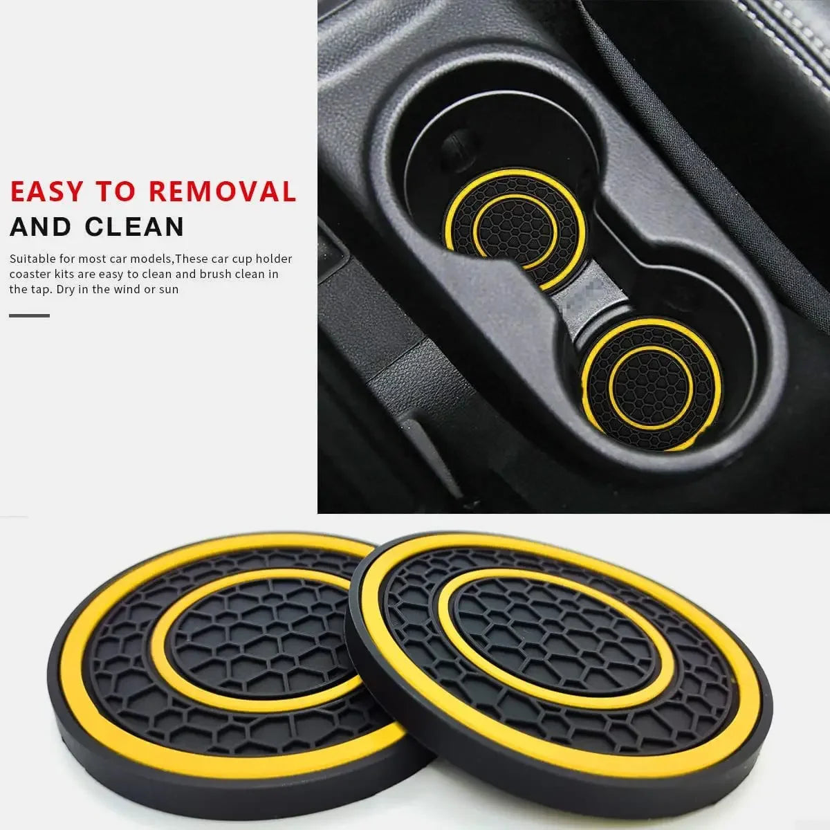 Anti-Slip Car Cup Holder Liner Mats – 2pcs