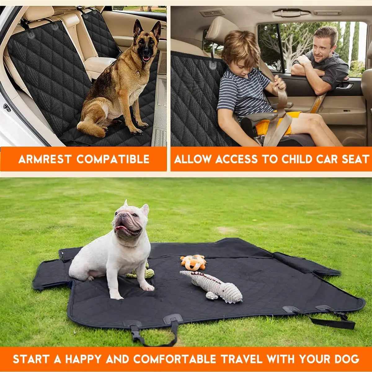 Car Dog Seat Cover for Back Seat Waterproof Auto Rear Pet Seat Protector Mat Nonslip Universal Safety Carrier For Outing Dogs