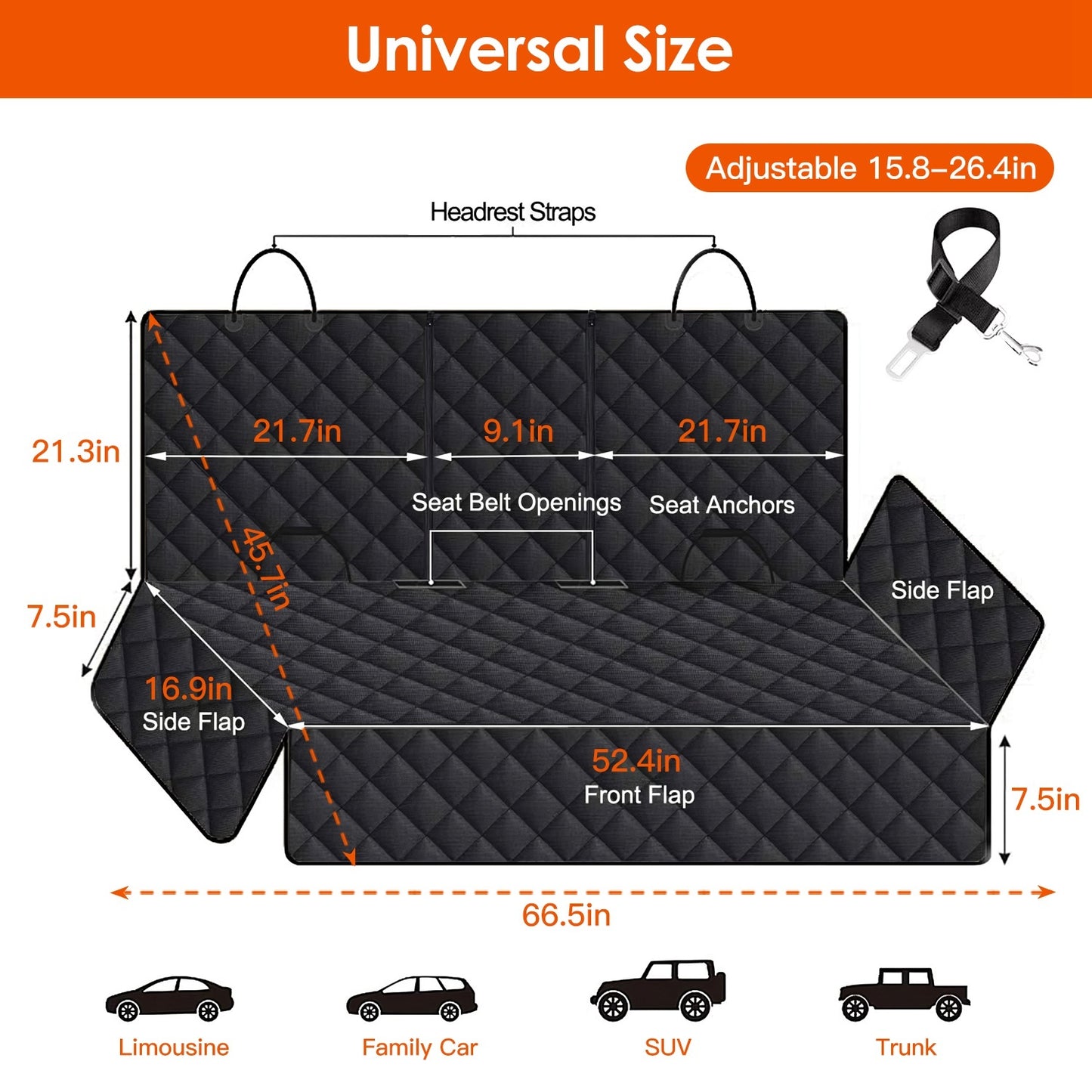 Waterproof God Car Seat Cover with Seat Belt - Fits Cars, Trucks & SUVs
