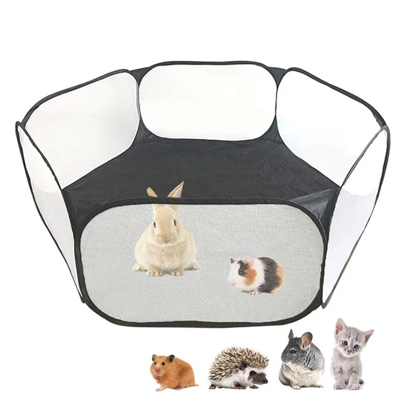 Portable Foldable Pet Playpen – Transparent Tent for Dogs, Rabbits & Small Pets