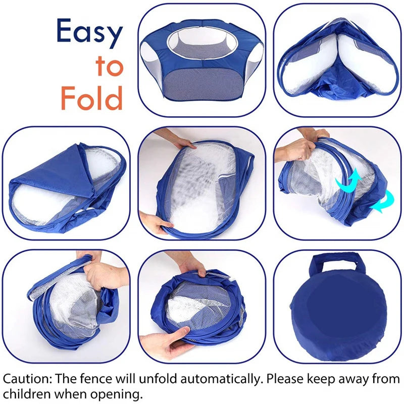 Portable Foldable Pet Playpen – Transparent Tent for Dogs, Rabbits & Small Pets