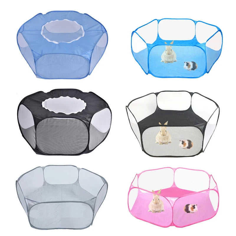 Portable Foldable Pet Playpen – Transparent Tent for Dogs, Rabbits & Small Pets