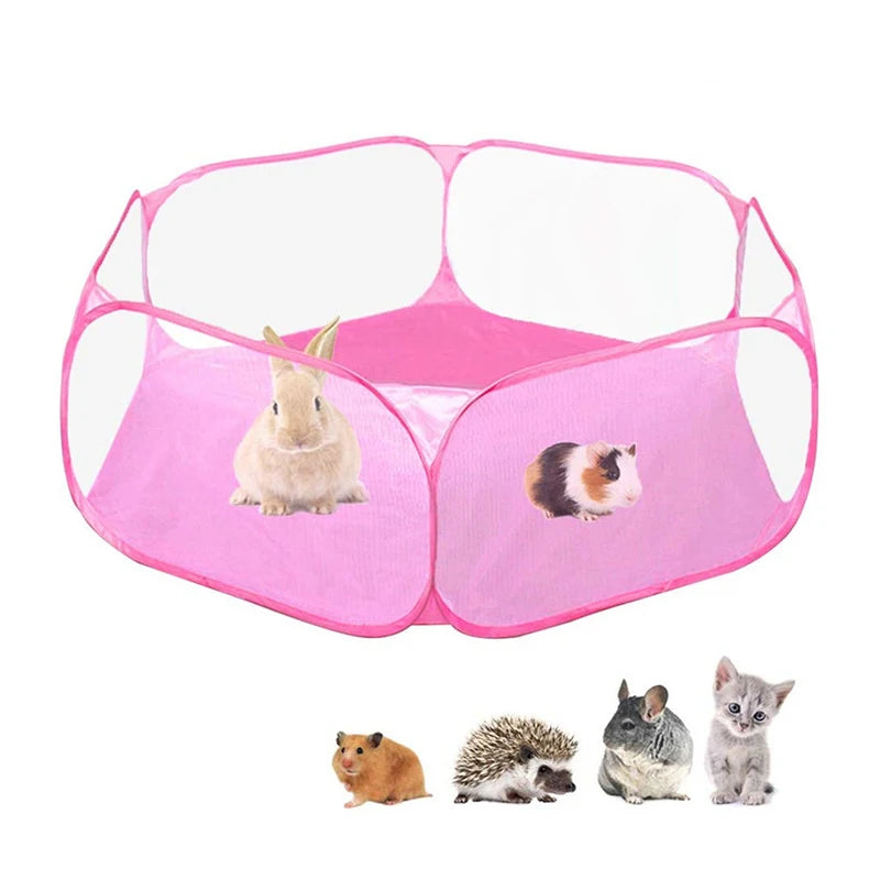 Portable Foldable Pet Playpen – Transparent Tent for Dogs, Rabbits & Small Pets