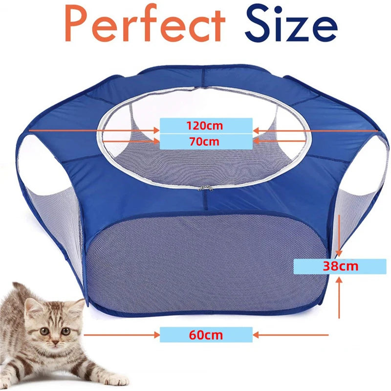 Portable Foldable Pet Playpen – Transparent Tent for Dogs, Rabbits & Small Pets