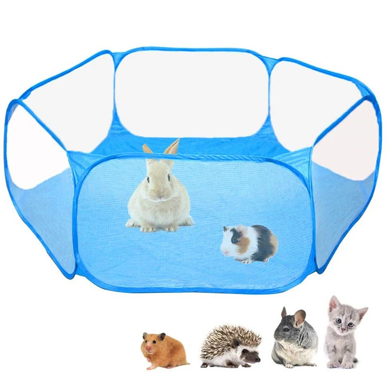 Portable Foldable Pet Playpen – Transparent Tent for Dogs, Rabbits & Small Pets