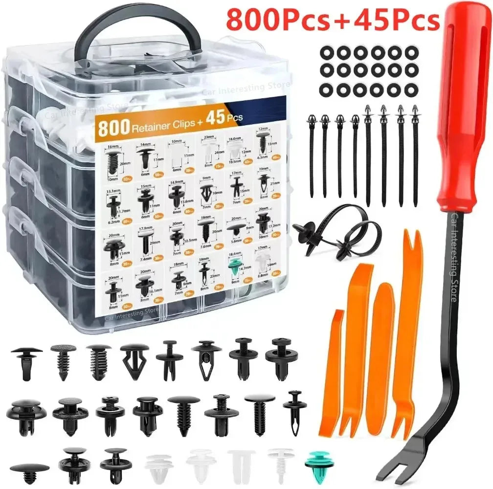 Car Plastic Fastener Clip Kit – 16 Sizes, ABS