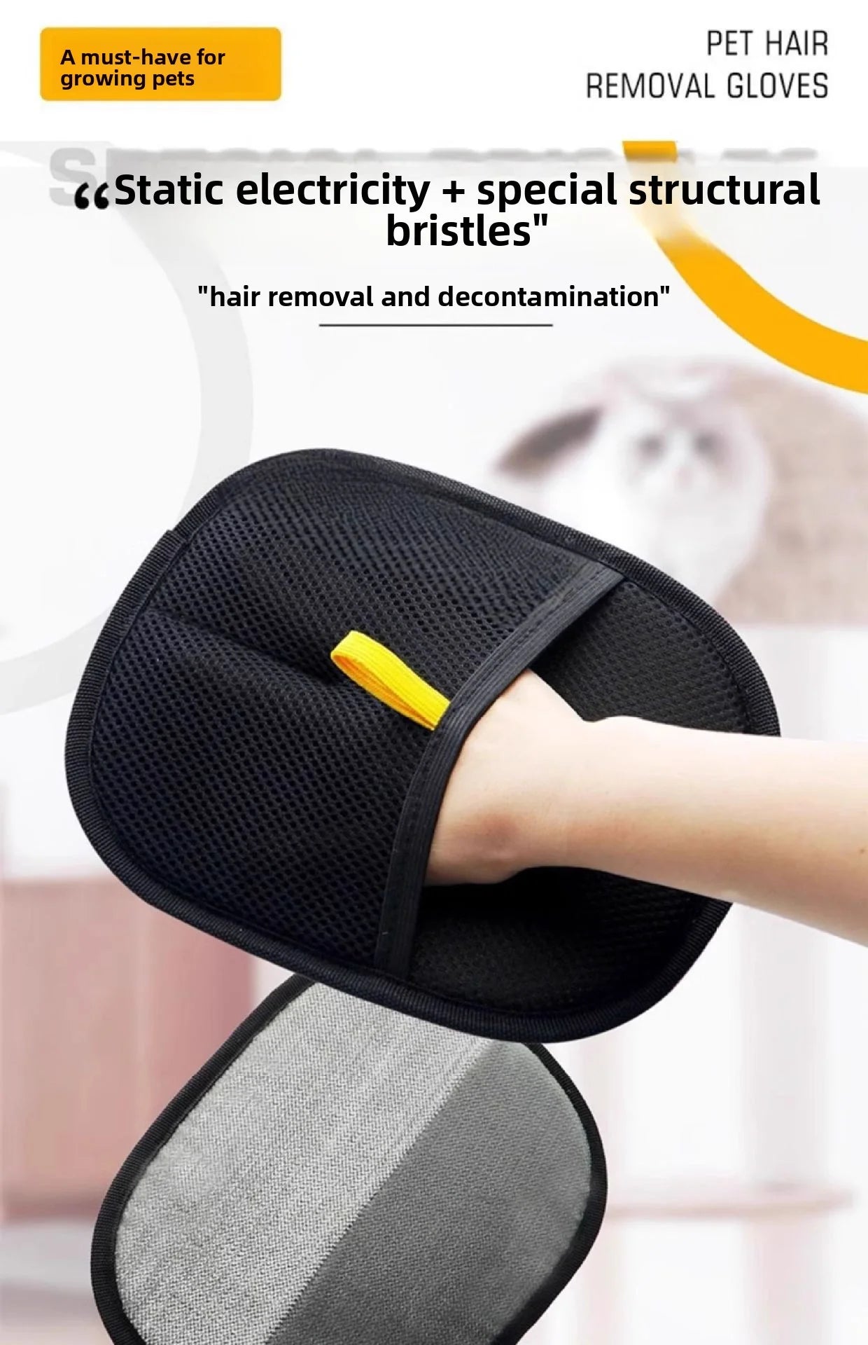 Pet Grooming & Hair Removal Gloves – Static Dedusting