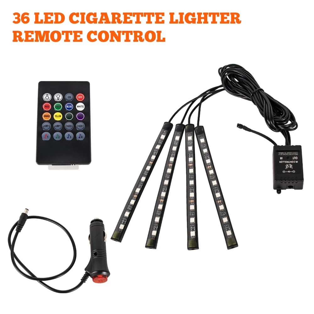 RGB LED Car Interior Ambient Light – 48/72 LED, Music Sync