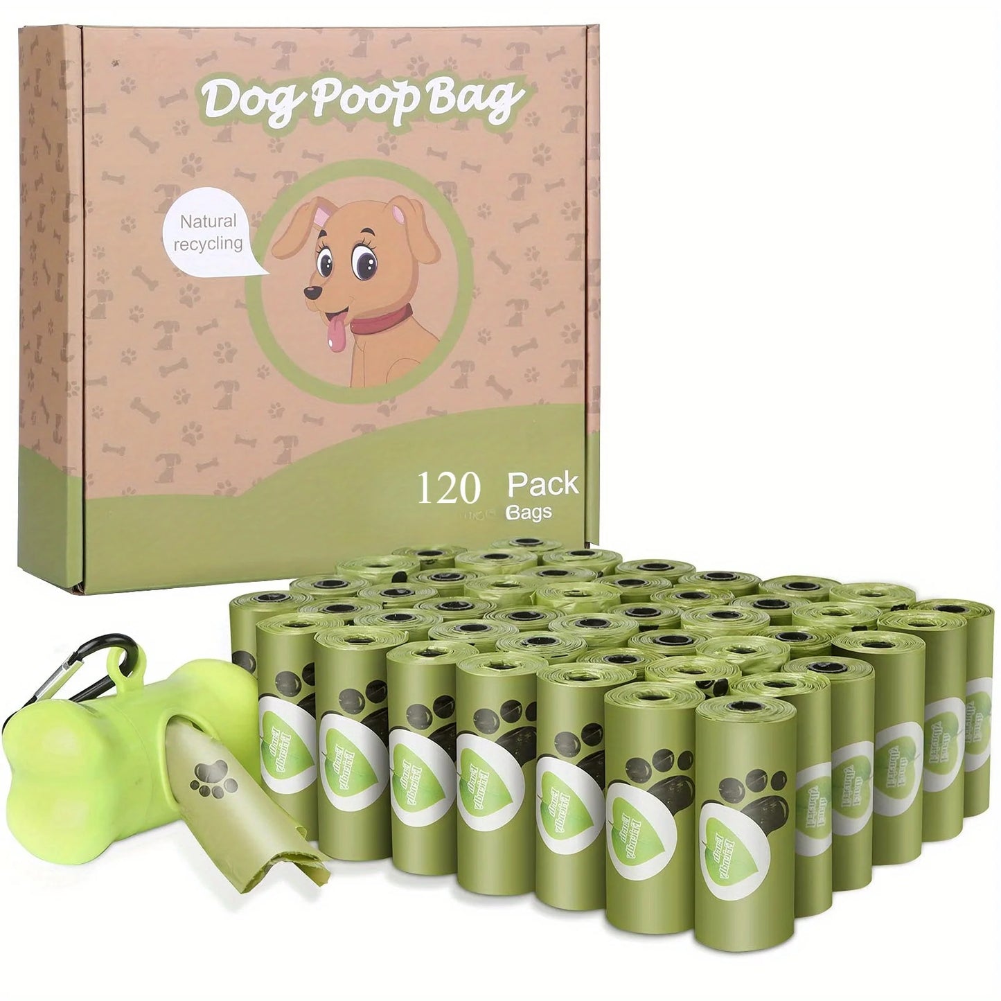 120 Count Biodegradable Dog Poop Bags Leak-Proof Unscented Waste Bags for Dogs High-Quality Corn Starch Material