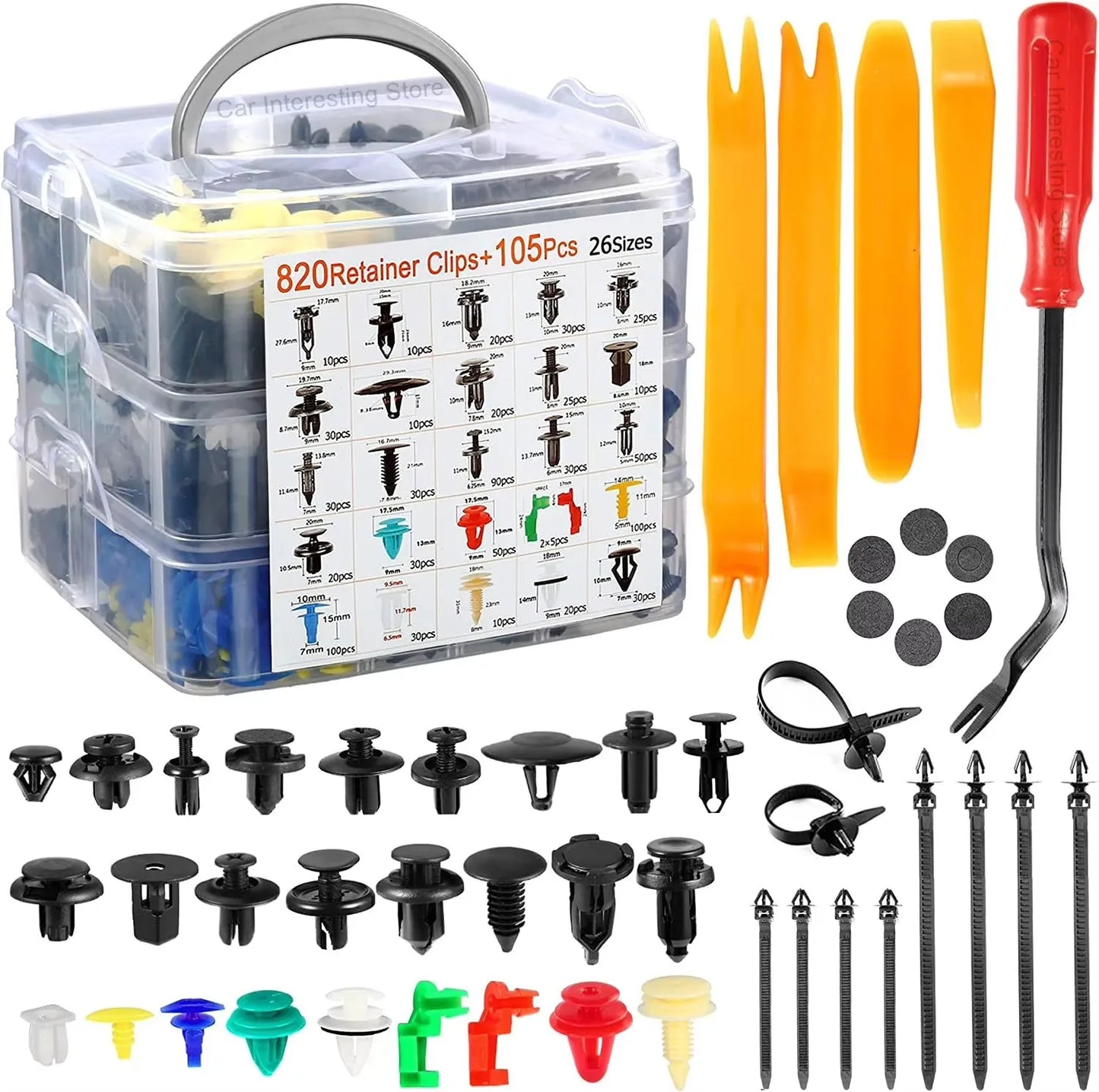 Car Plastic Fastener Clip Kit – 16 Sizes, ABS