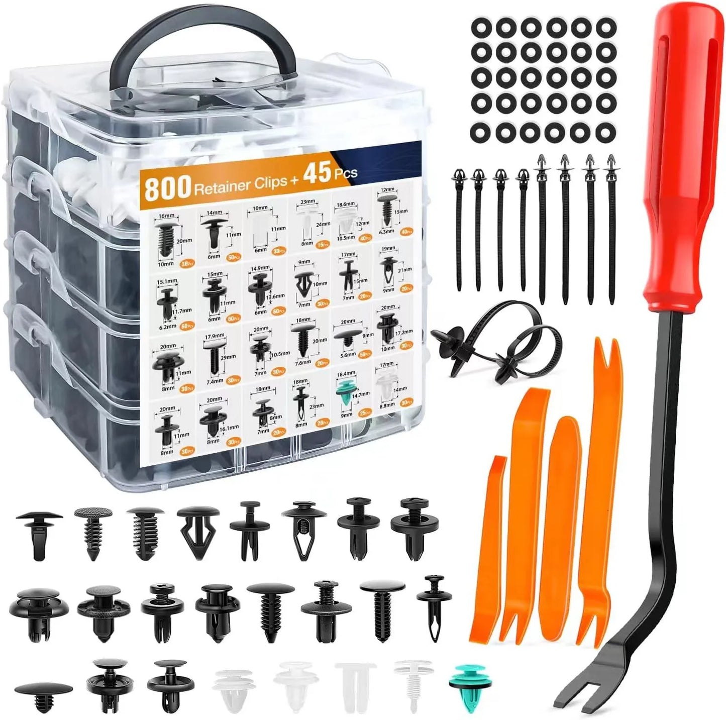 Car Plastic Fastener Clip Kit – 16 Sizes, ABS