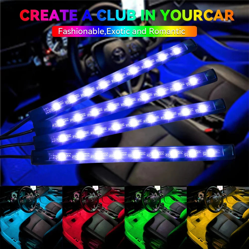 RGB LED Car Interior Ambient Light – Music & App Control