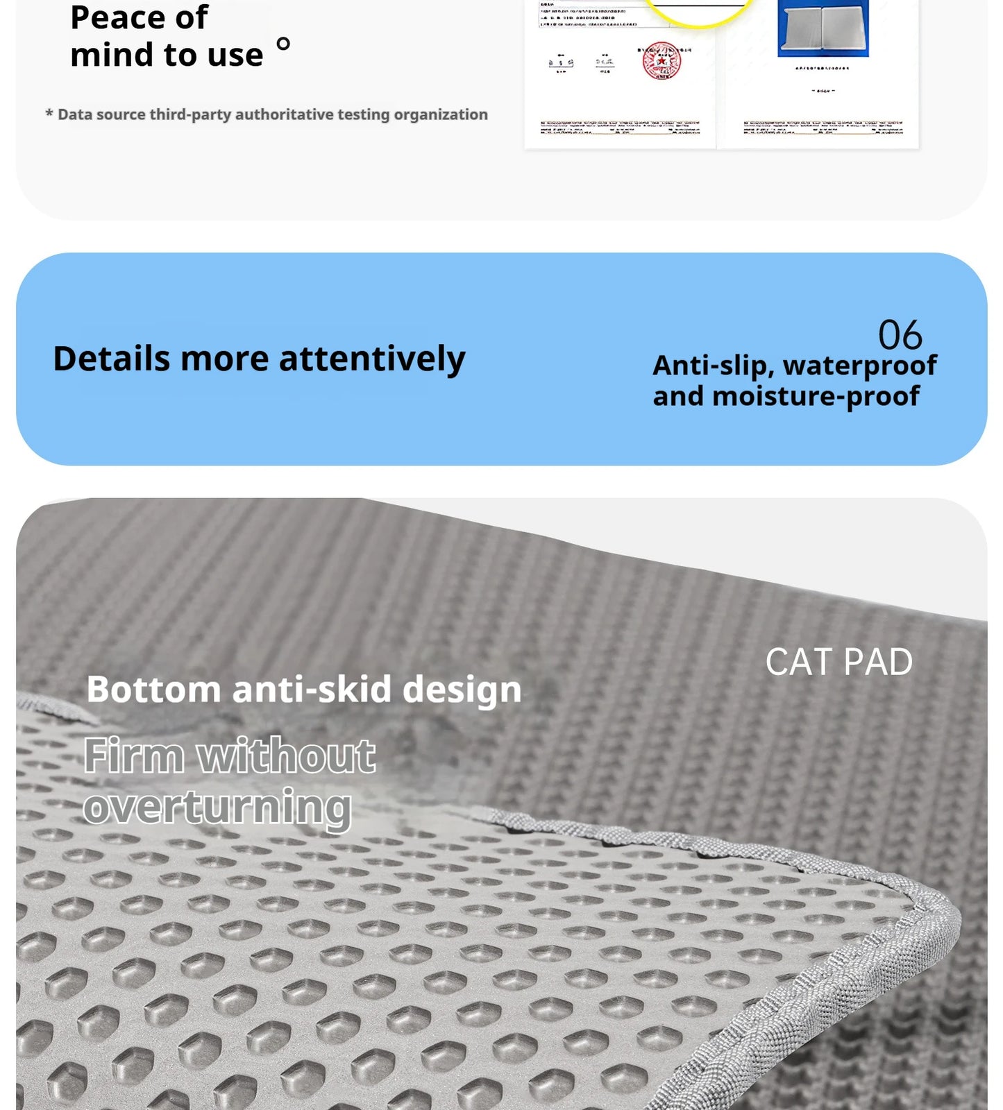 60CMX90CM Cat Litter Mat Waterproof Double Layer Pet Litter Box Mat Pet Toilet Cat Mat Nonslip Sand Cat Washable Mat Pet Clean