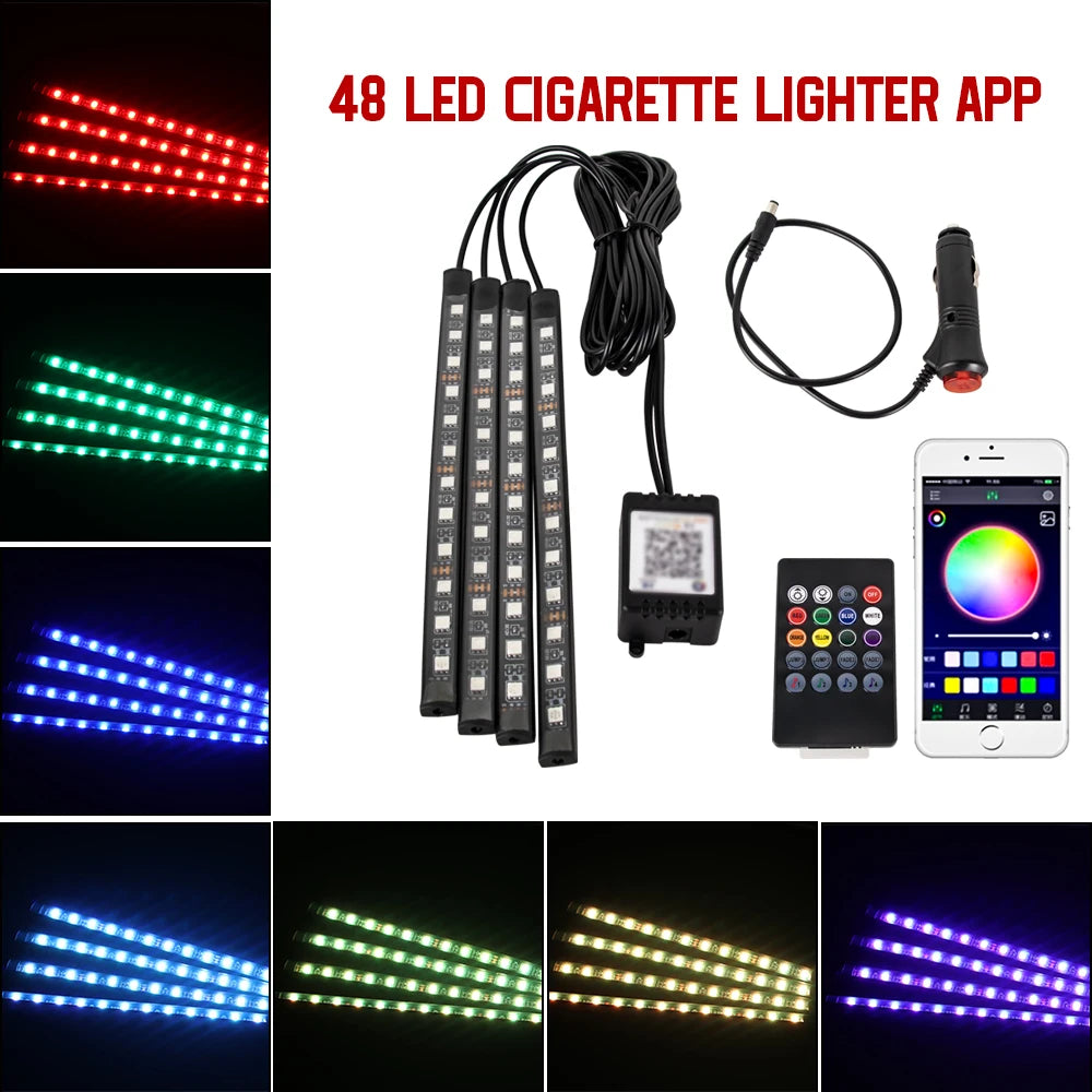 RGB LED Car Interior Ambient Light – Music & App Control