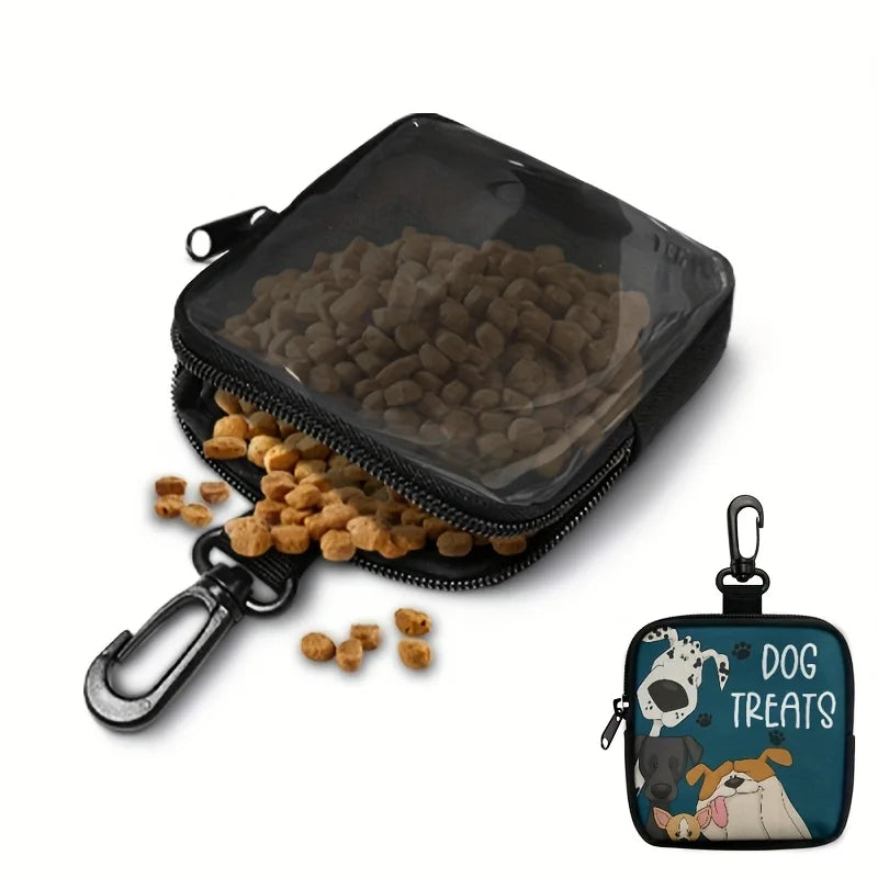 Zippered dog training snack bag, portable polyester pet snack bag, suitable for outdoor activities and walks