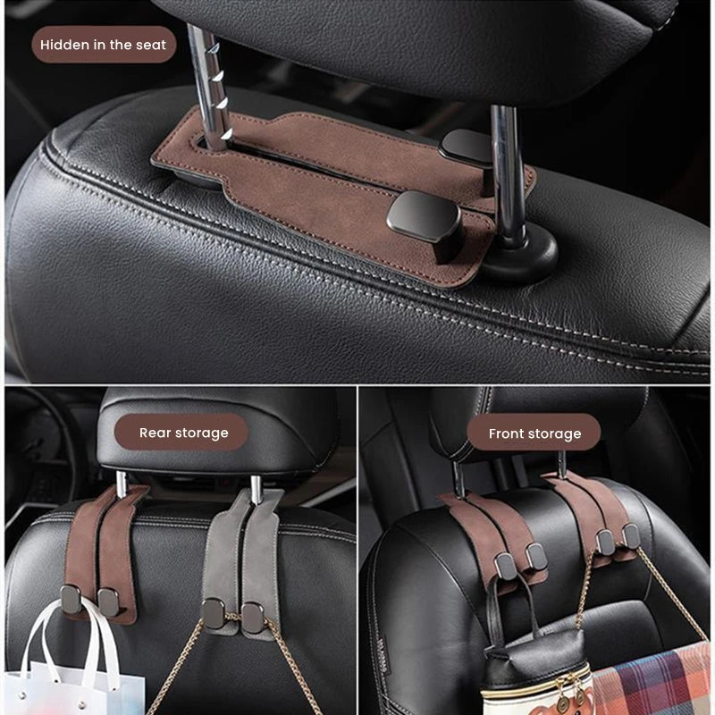 2-in-1 Car Headrest Hook – Foldable Double Hook
