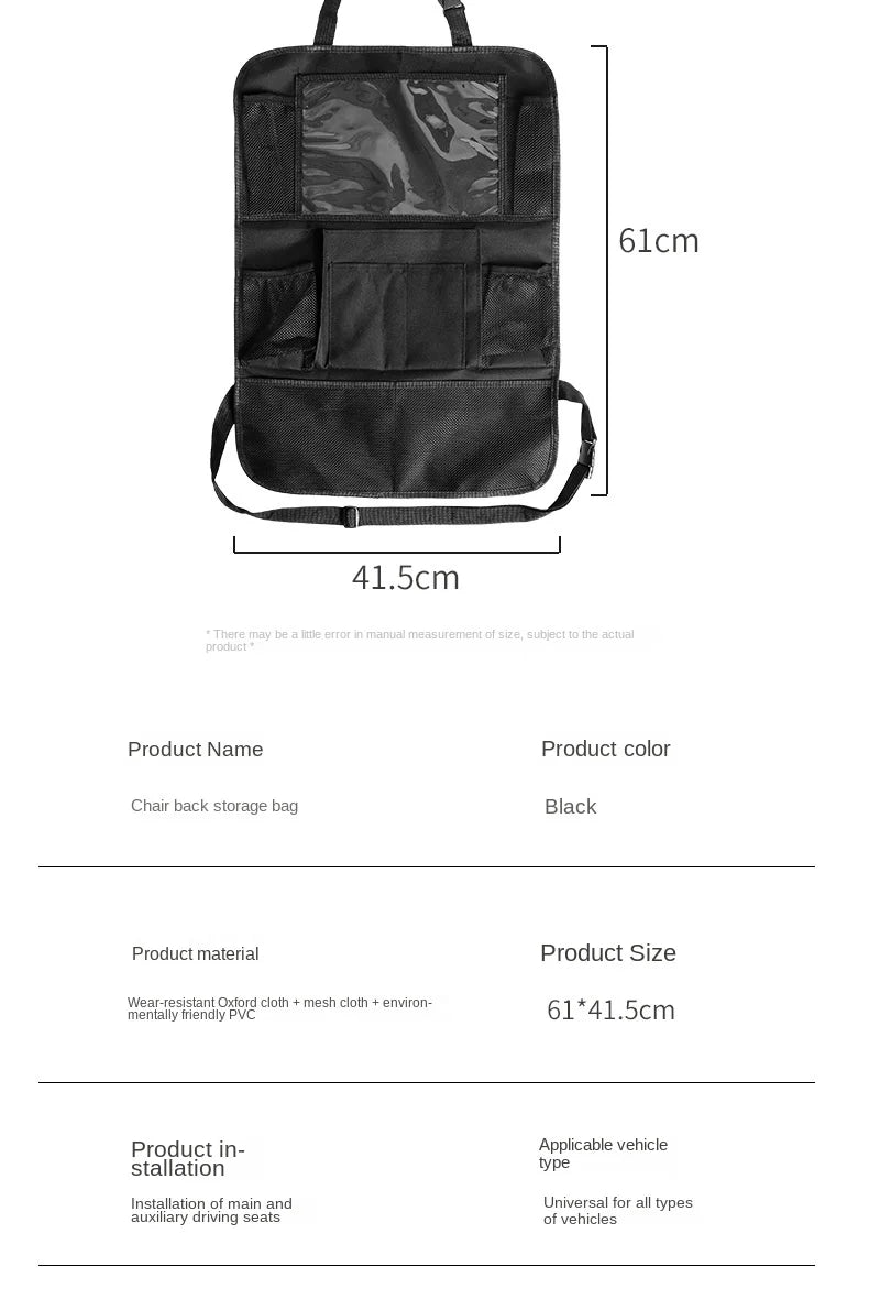Car Backseat Organizer with Tablet Holder & Storage Pockets
