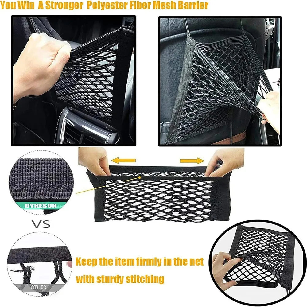 Dog Car Rear Seat Barrier with Storage Bag – Mesh Safety Net