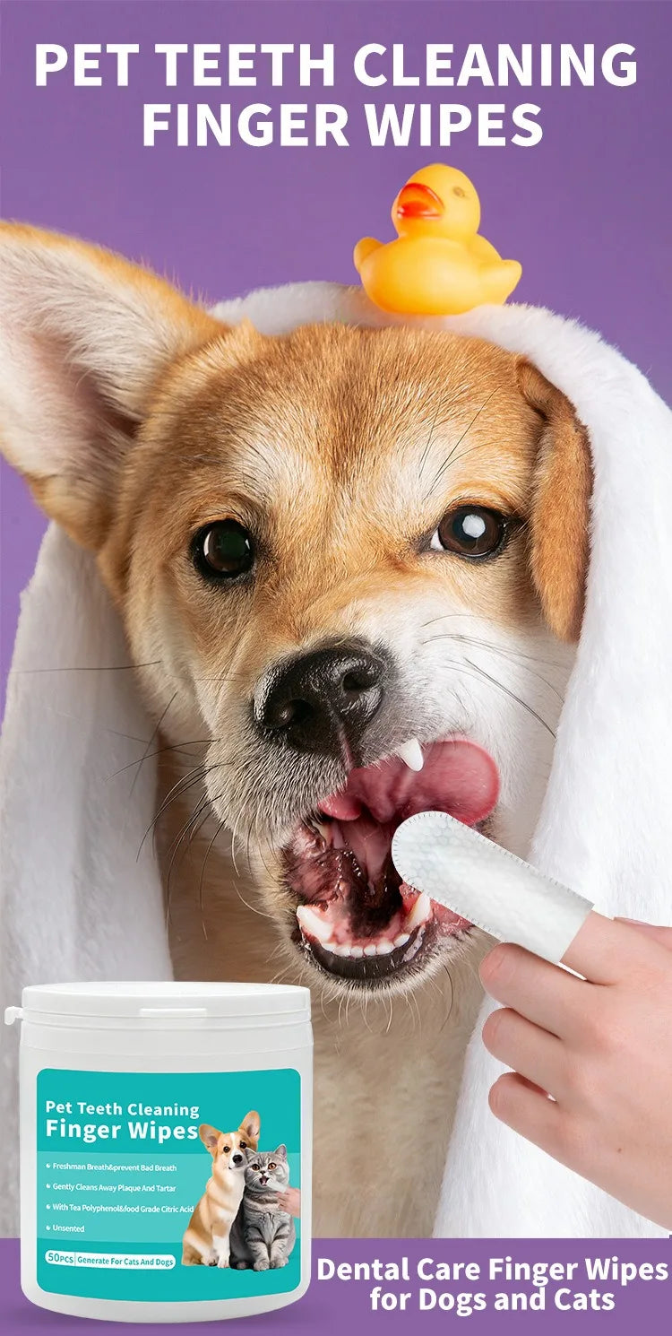 Disposable Pet Finger Toothbrush Wipes – Dog & Cat Oral Care