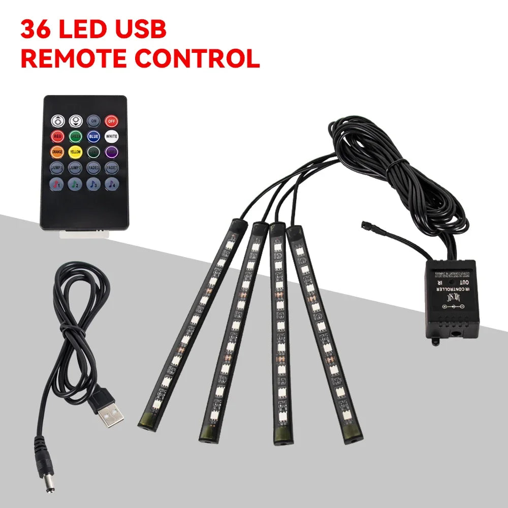 RGB LED Car Interior Ambient Light – Music & App Control