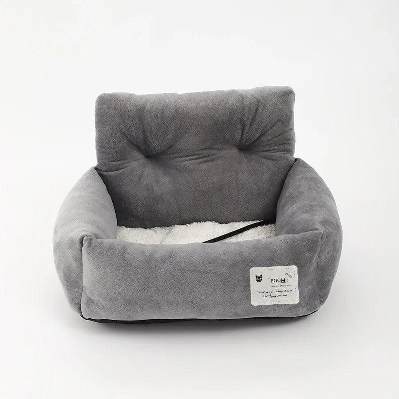 Soft Plush Pet Car Seat for Small Dogs & Cats – Adjustable Straps