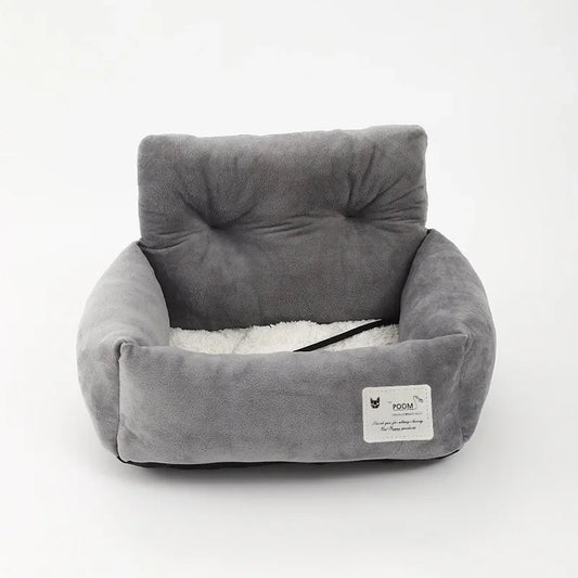 Soft Plush Pet Car Seat for Small Dogs & Cats – Adjustable Straps