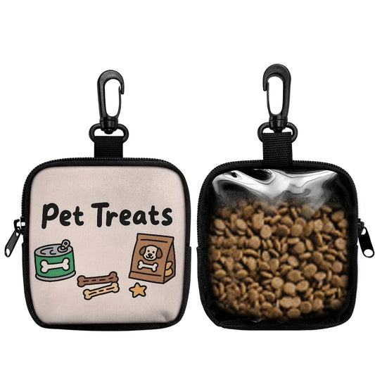 1pc Cute Dog Print Dog Treat Pouch Dog Treat Bag with Hook Up and Zipper Puppy Training Bag Hnadle Snack Bag for Dog