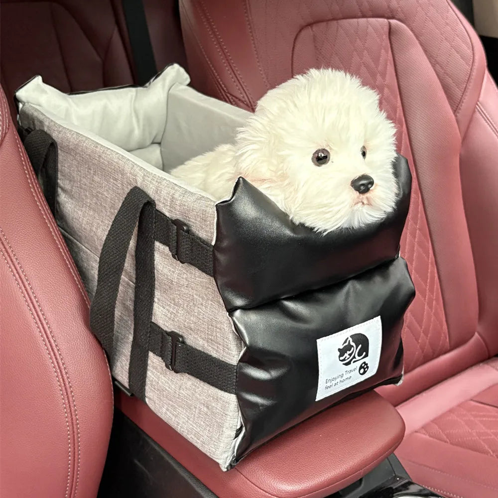 Car Pet Seat Carrier for Small Dogs & Cats – Leather, Up to 5kg