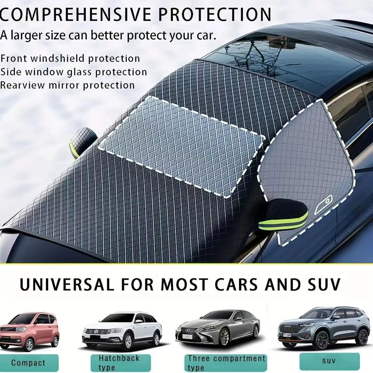 Magnetic Windshield Snow Cover – Foldable, Oxford Cloth
