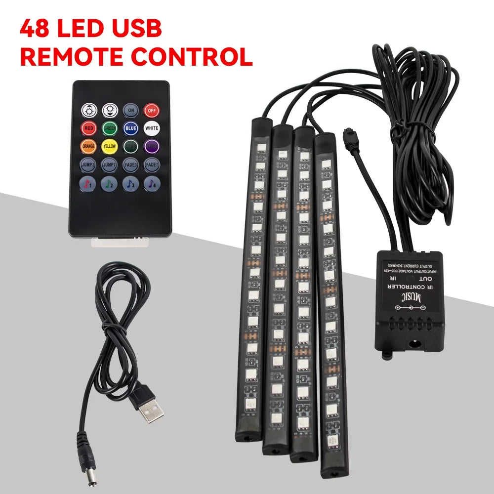 RGB LED Car Interior Ambient Light – Music & App Control