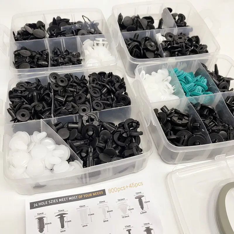 Car Plastic Fastener Clip Kit – 16 Sizes, ABS