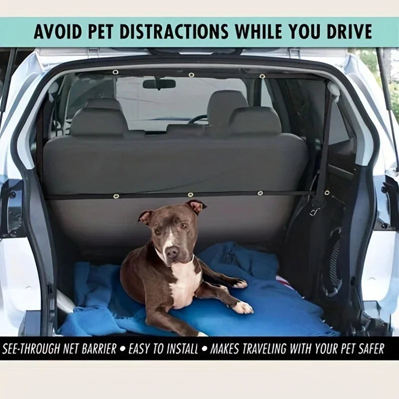 Dog Car Barrier Safety Net – Mesh, Foldable, Universal Fit