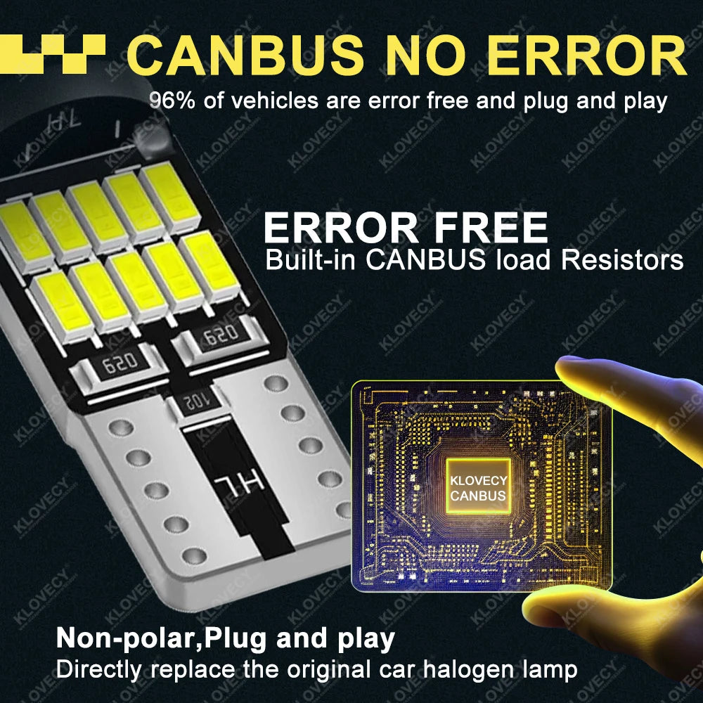 T10 W5W Canbus LED Bulbs – 26SMD, 400LM, 6500K White