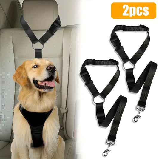 Dog Car Seat Belt – Nylon, Adjustable, 2pcs