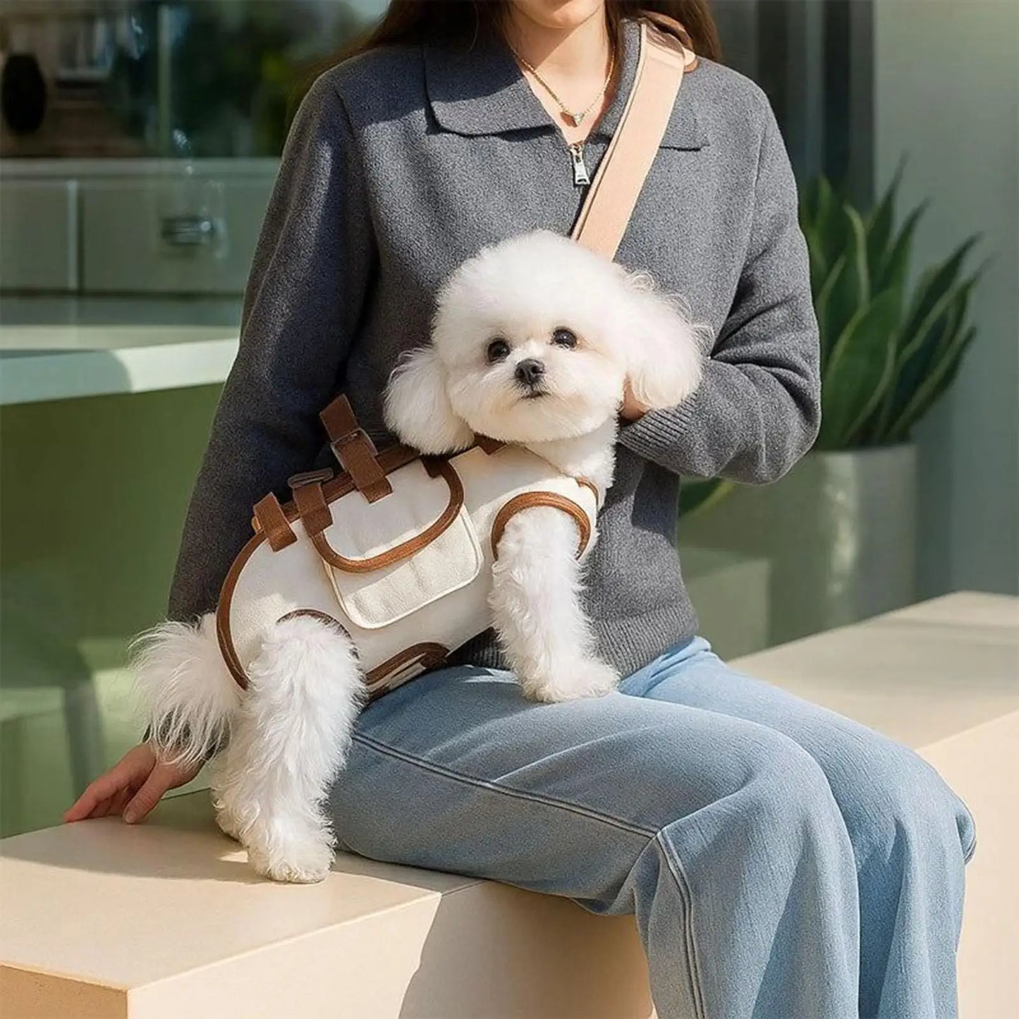 Small Dog Carrier Sling for Puppy Adjustable Breathable Pet Pouch with Pocket Hands-Free Cat Carrier Backpack for Travel Hiking