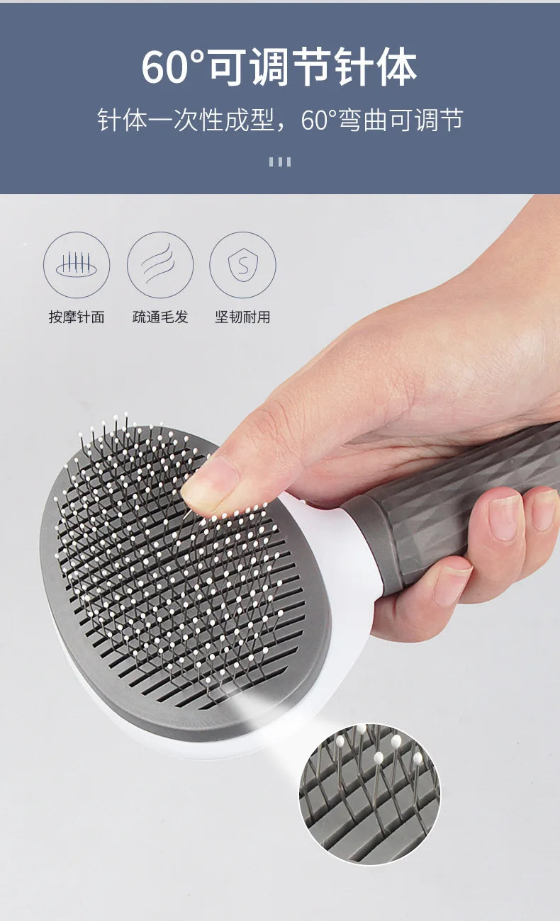 Stainless Steel Hair Remover Brush for Dogs and Cats, Non-slip Beauty Brush, Dog Grooming Equipment, Pet Hair Removal Comb