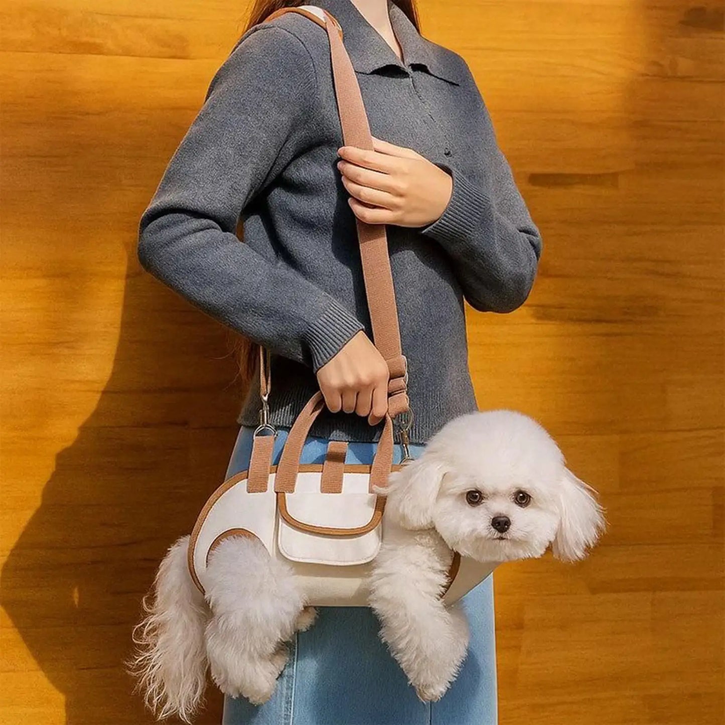 Small Dog Carrier Sling for Puppy Adjustable Breathable Pet Pouch with Pocket Hands-Free Cat Carrier Backpack for Travel Hiking