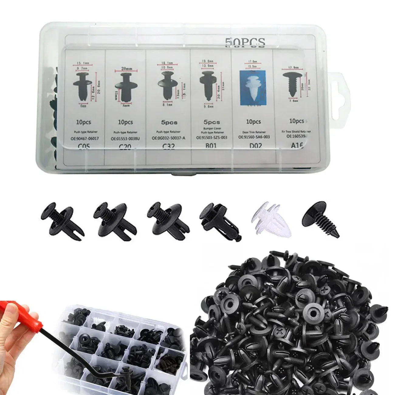 Automotive Fastener Clip Assortment – Body Push Retainer Kit