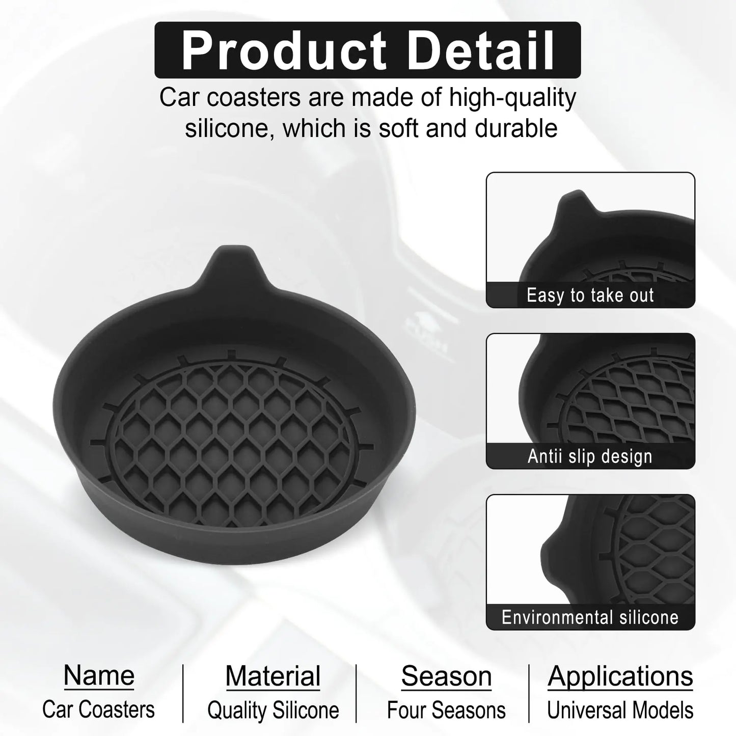 Silicone Car Cup Holder Coaster Insert – 2/4pcs