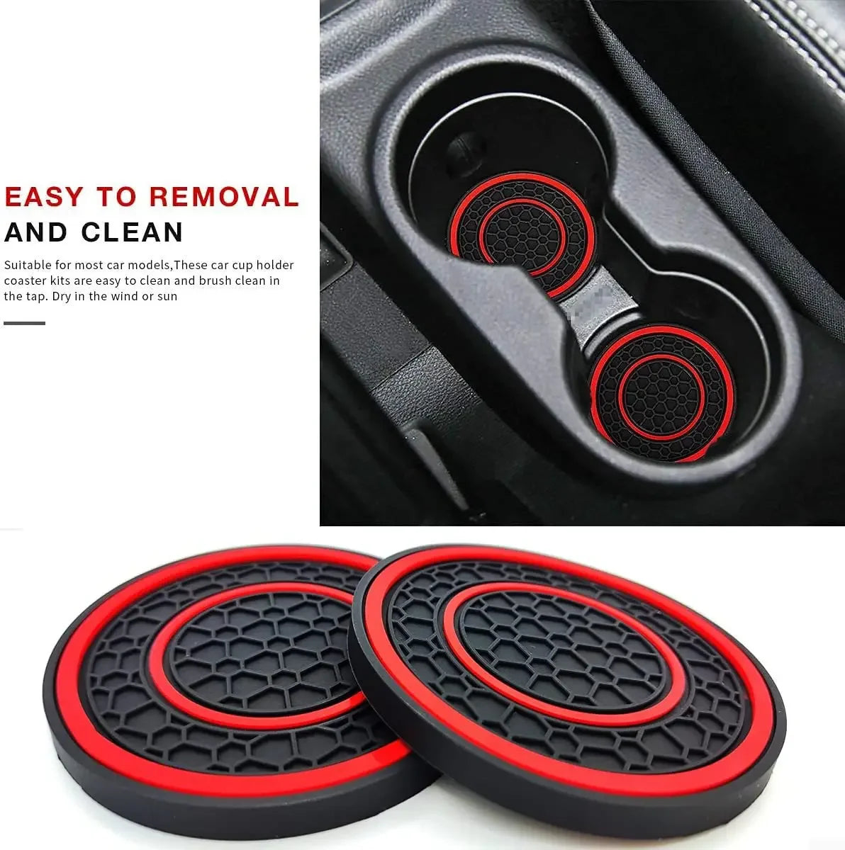 Anti-Slip Car Cup Holder Liner Mats – 2pcs