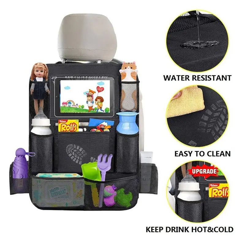 Car Backseat Organizer with Tablet Holder & Storage Pockets