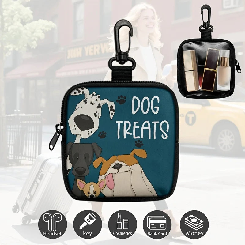 Zippered dog training snack bag, portable polyester pet snack bag, suitable for outdoor activities and walks