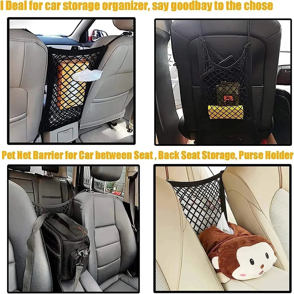 Dog Car Rear Seat Barrier with Storage Bag – Mesh Safety Net