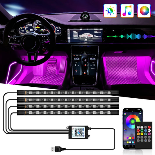 RGB LED Car Interior Ambient Light – Music & App Control