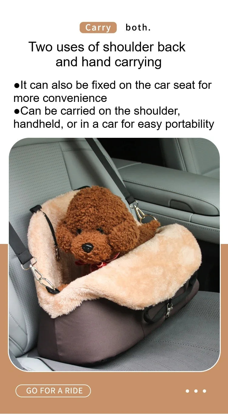 Winter Warm Plush Pet Carrying Bag Small Dog Cat 10kg Load-bearing Travel Portable Cat Dog Car Passenger Seat Safety Bag 애완동물 가방