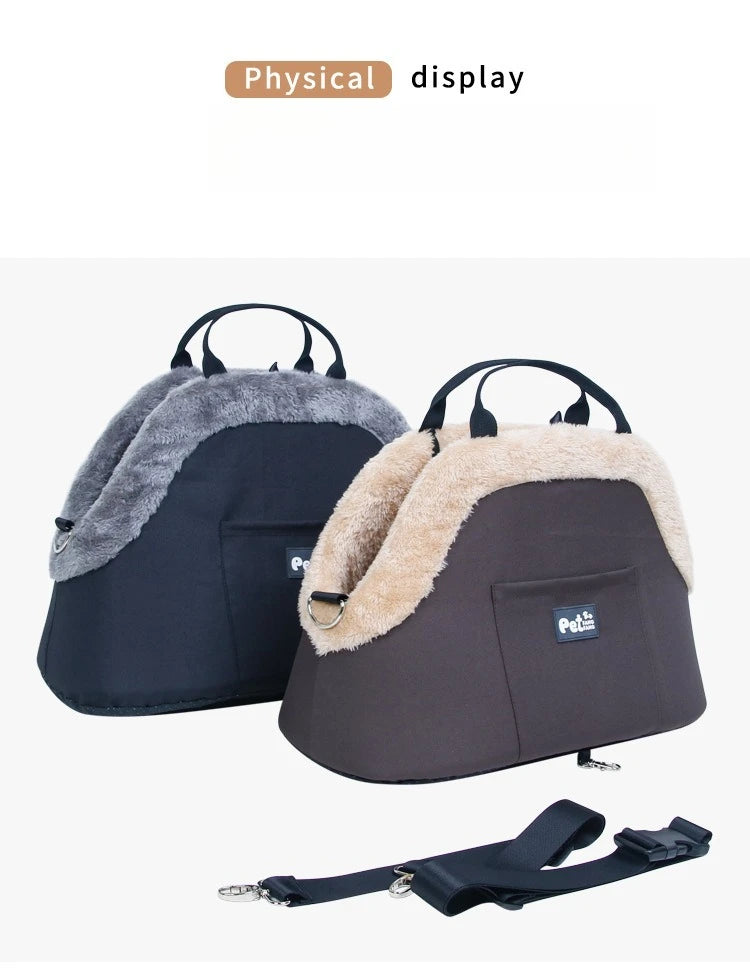 Winter Plush Pet Carrier Bag – 3-Way Carry, 10kg, 46x26x32cm