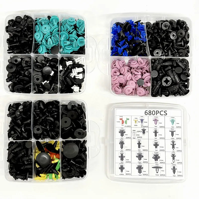 Car Plastic Fastener Clip Kit – 16 Sizes, ABS