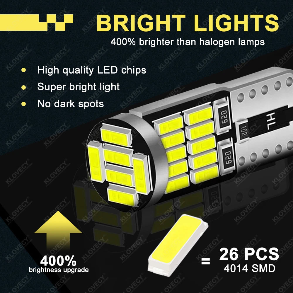 T10 W5W Canbus LED Bulbs – 26SMD, 400LM, 6500K White