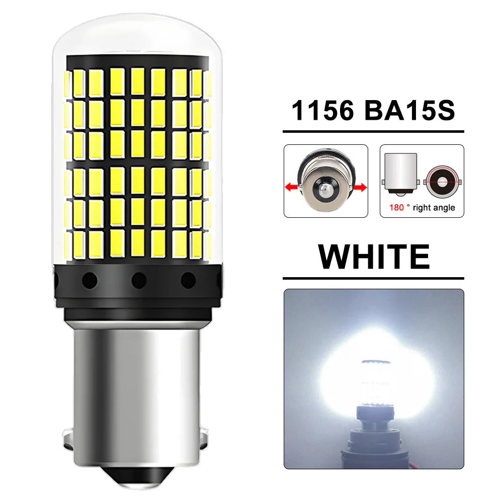 T20 7443 / 1156 BA15S LED Bulbs – 144SMD, 2000LM