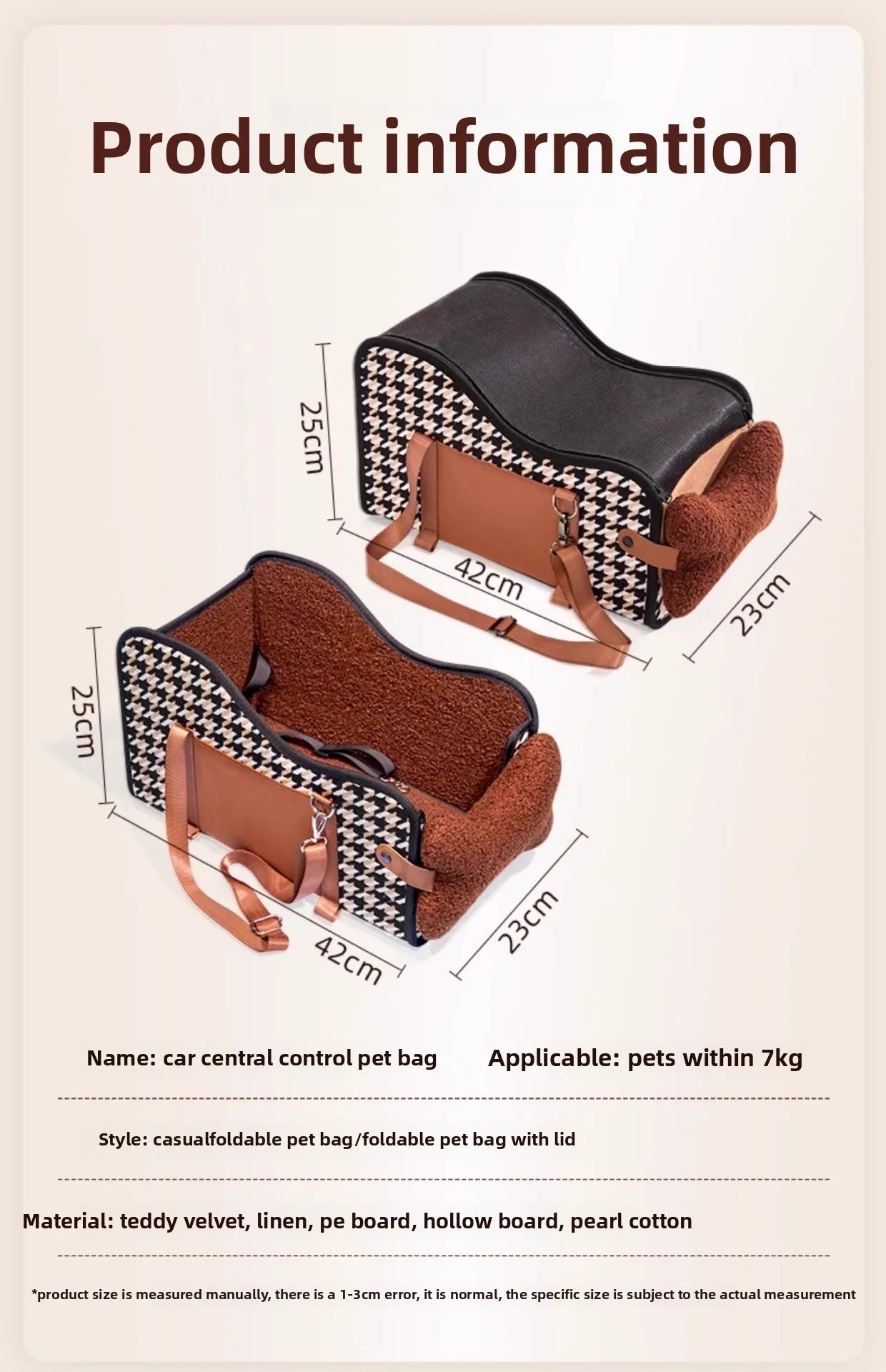 Car Dog Bed Center Console Pet Safety Seat Cushion for Cats Dog Cat Travel Car Accessories Carriers Dog Safety Kennel Armrest